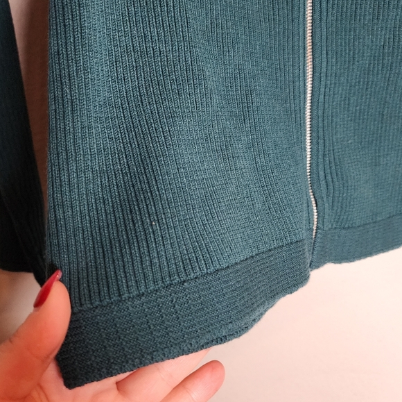 NWT GUESS Malina Green Ribbed Zip Front Long Sleeve Sweater Size XL - Picture 12 of 16